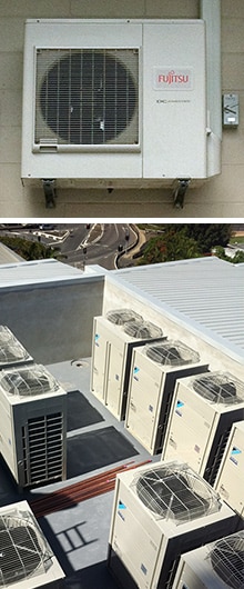 Air conditioning units on a roof on the Sunshine Coast