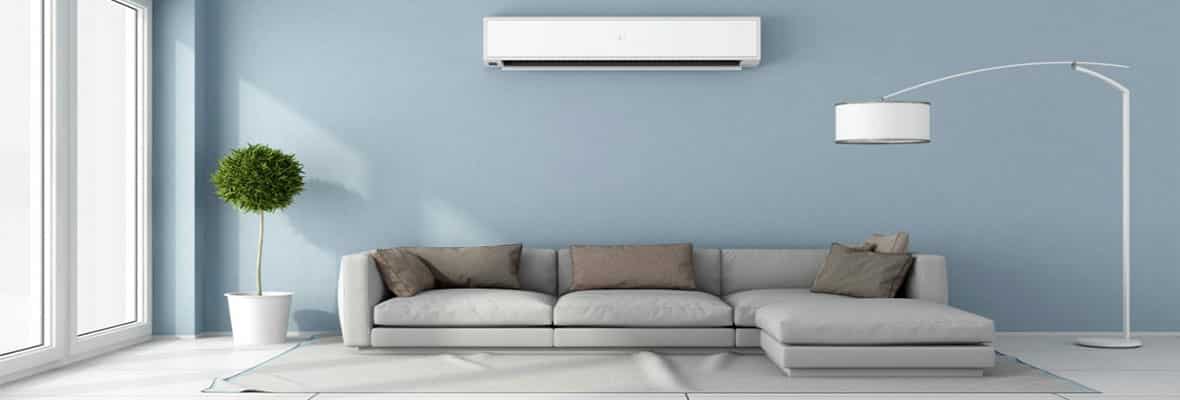 An air conditioning unit in a home living room on the Sunshine Coast